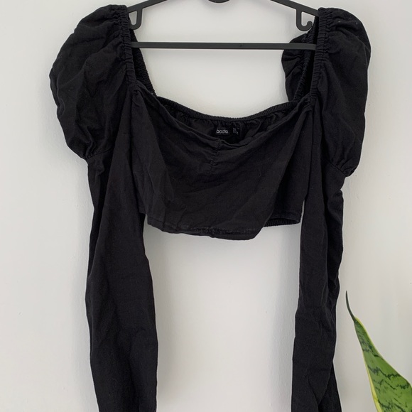 Puff sleeve black crop top - Picture 3 of 3